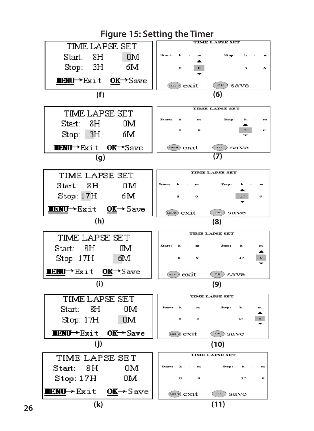 Bushnell 119405, 119415 instruction manual Setting the Timer 