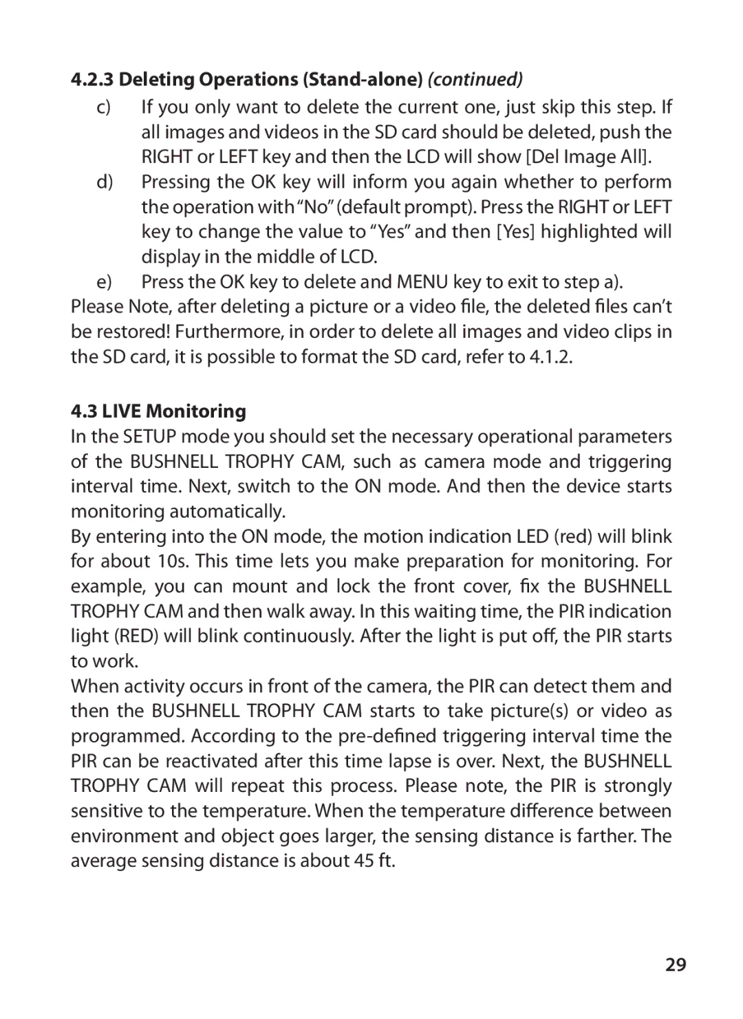 Bushnell 119415, 119405 instruction manual Live Monitoring 