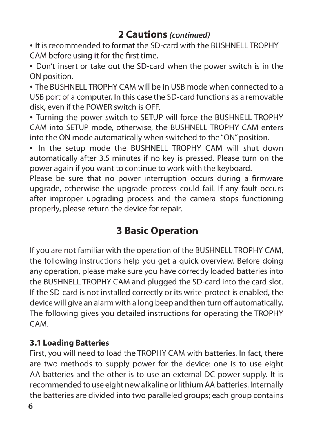 Bushnell 119405, 119415 instruction manual Basic Operation, Loading Batteries 