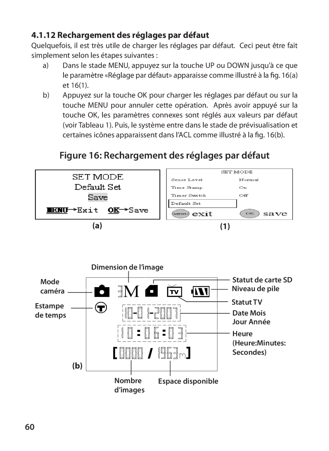 Bushnell 119405, 119415 instruction manual Rechargement des réglages par défaut 