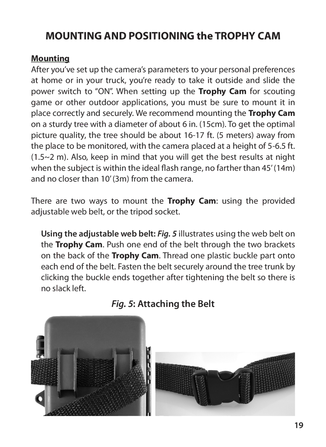 Bushnell 119425C instruction manual Mounting and Positioning the Trophy CAM 