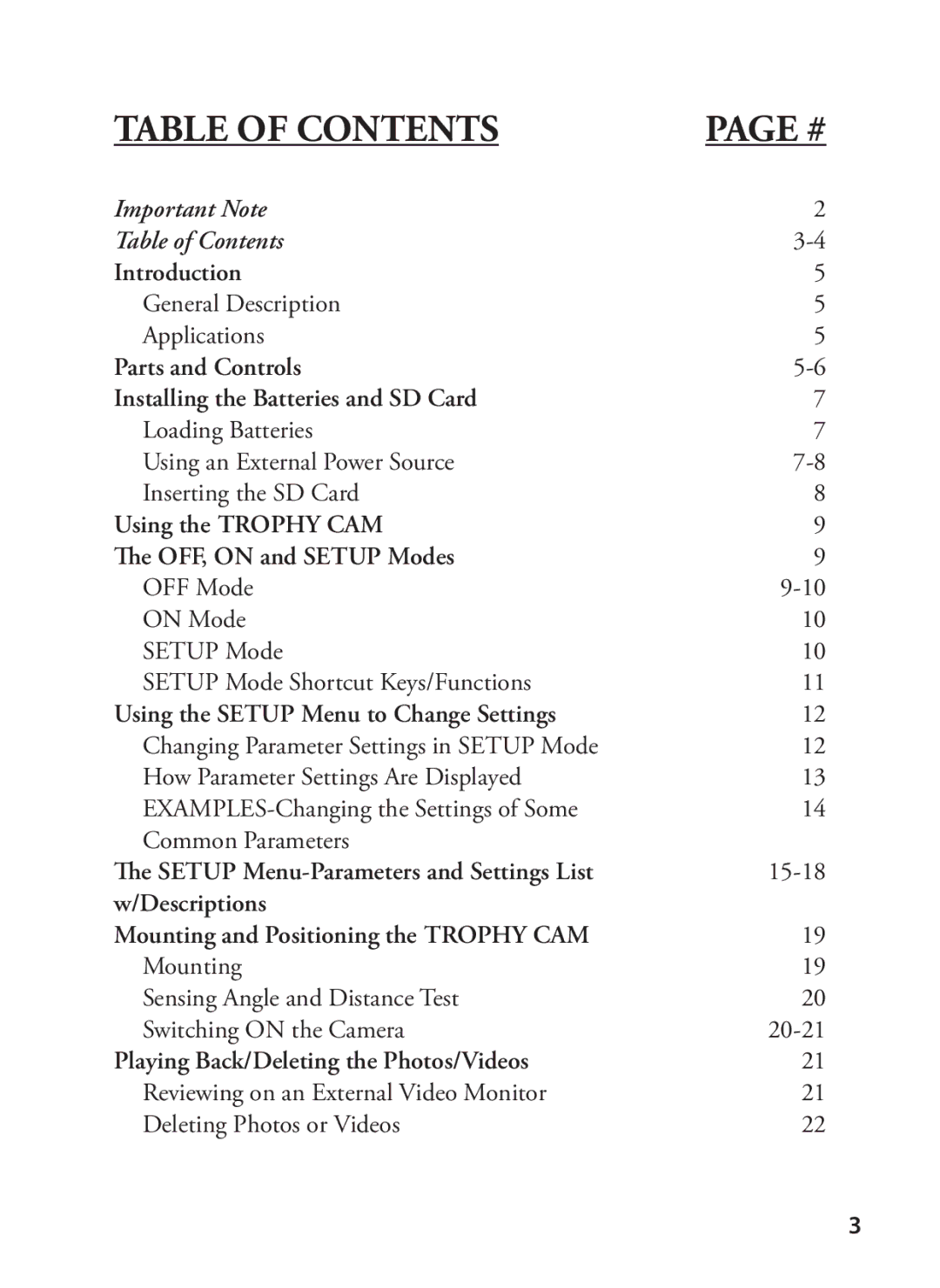 Bushnell 119425C instruction manual Table of Contents 