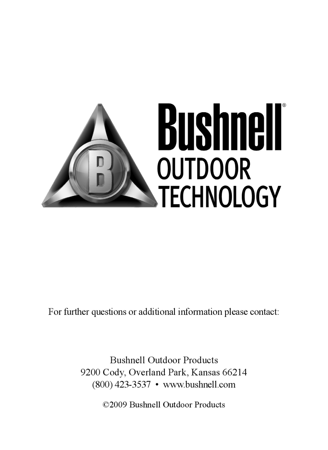 Bushnell 119425C instruction manual Bushnell Outdoor Products 