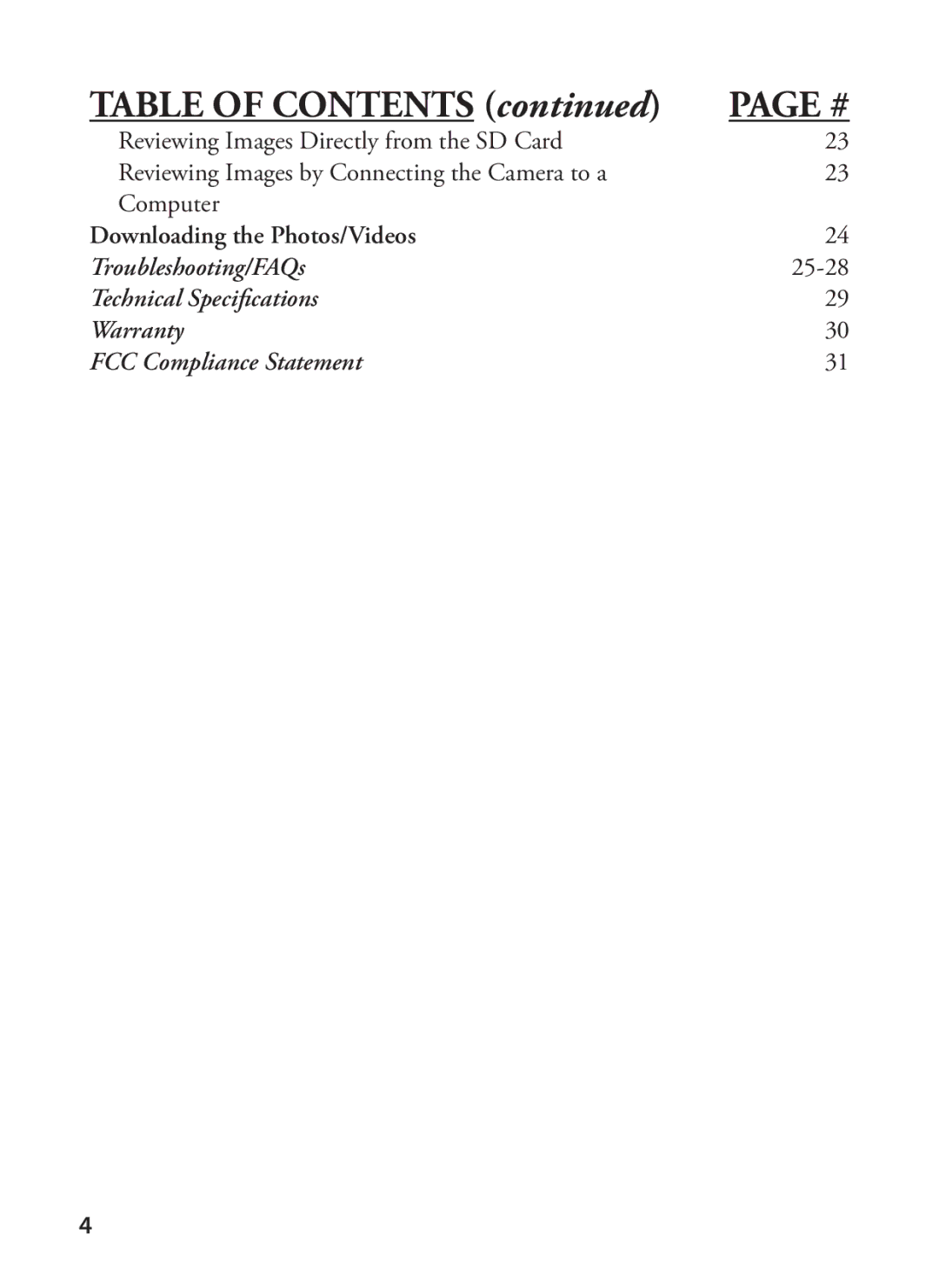 Bushnell 119425C instruction manual Table of Contents 