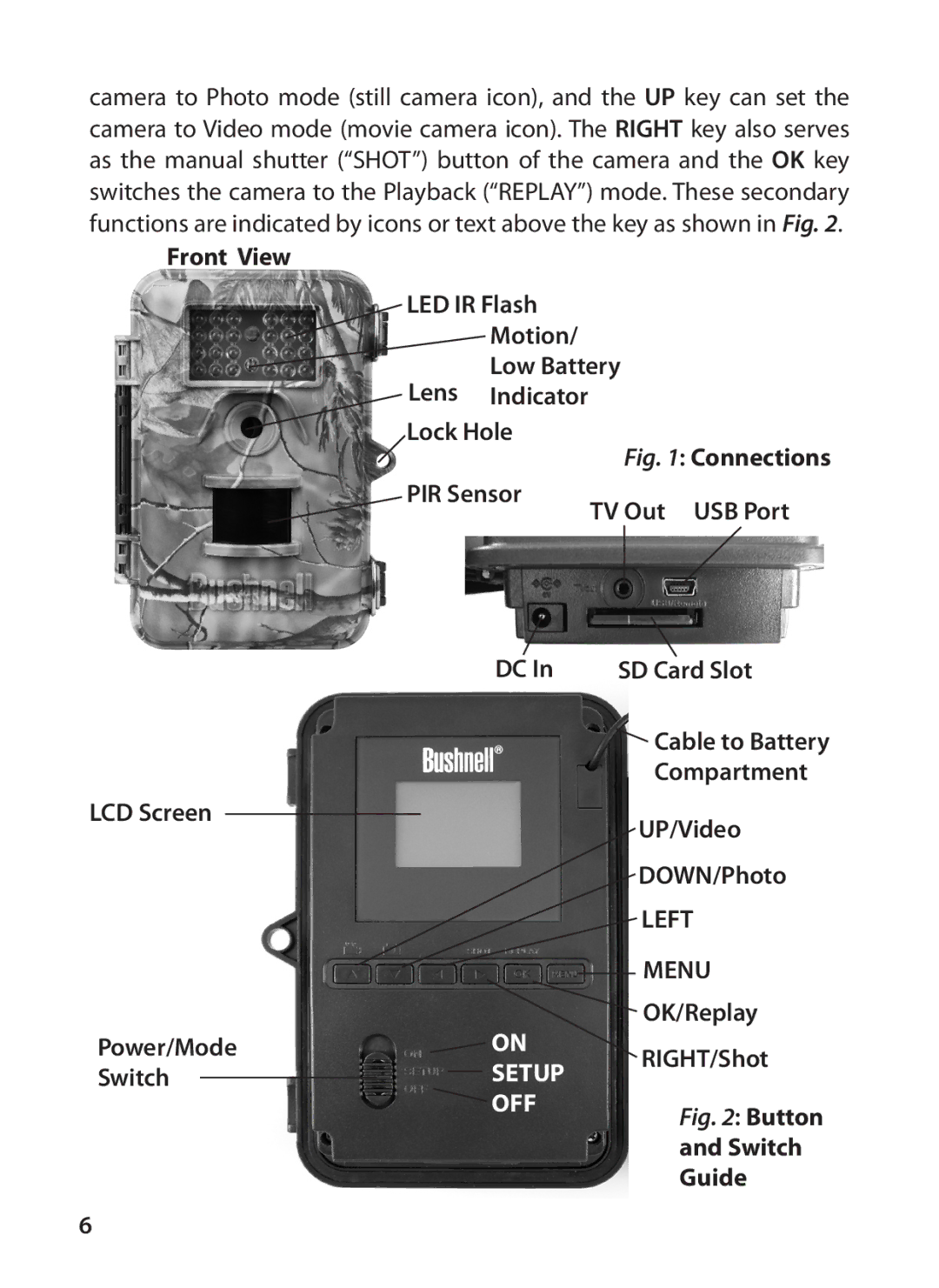 Bushnell 119425C instruction manual PIR Sensor TV Out USB Port 