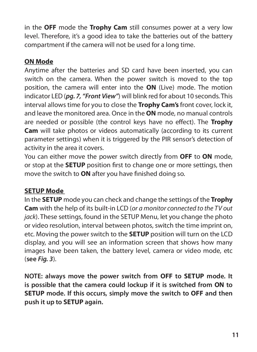 Bushnell 119425C2, 119426C instruction manual On Mode, Setup Mode 