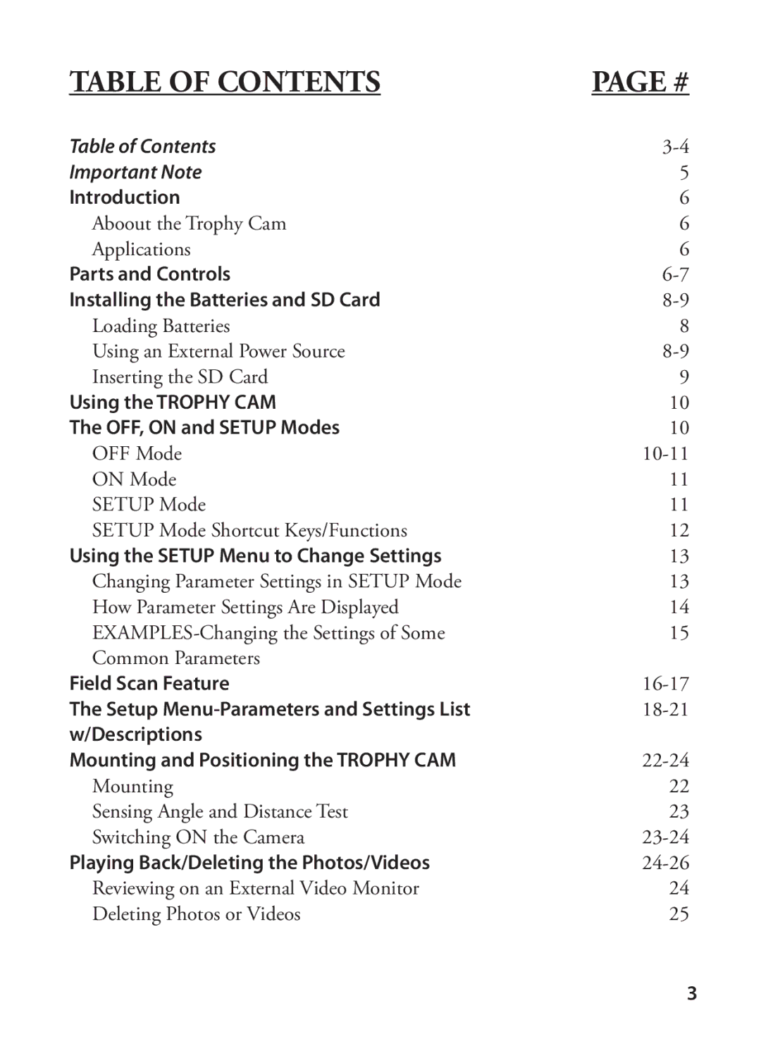 Bushnell 119425C2, 119426C instruction manual Table of Contents 