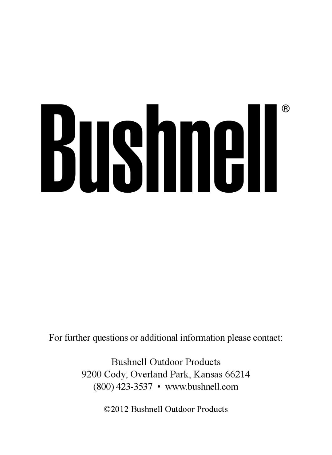 Bushnell 119426C, 119425C2 instruction manual Bushnell Outdoor Products 