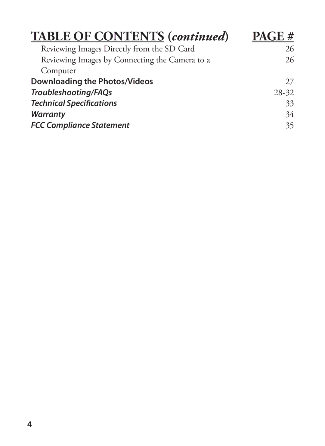 Bushnell 119426C, 119425C2 instruction manual Table of Contents 