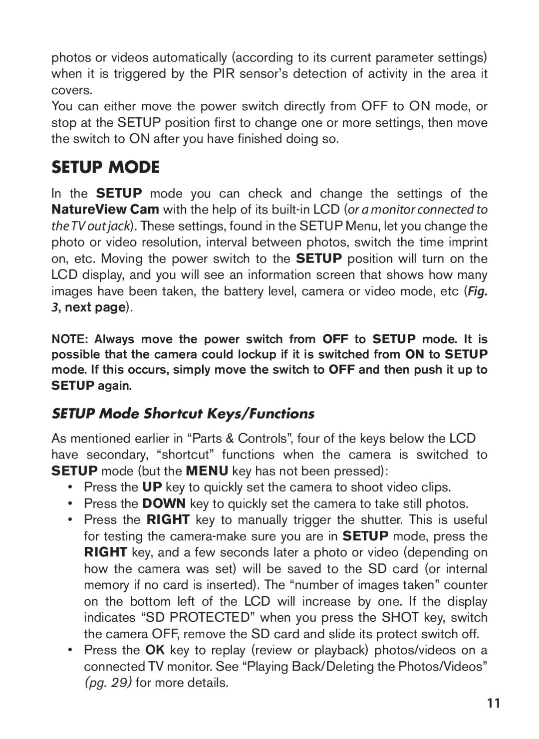 Bushnell 119438 instruction manual Setup Mode Shortcut Keys/Functions 