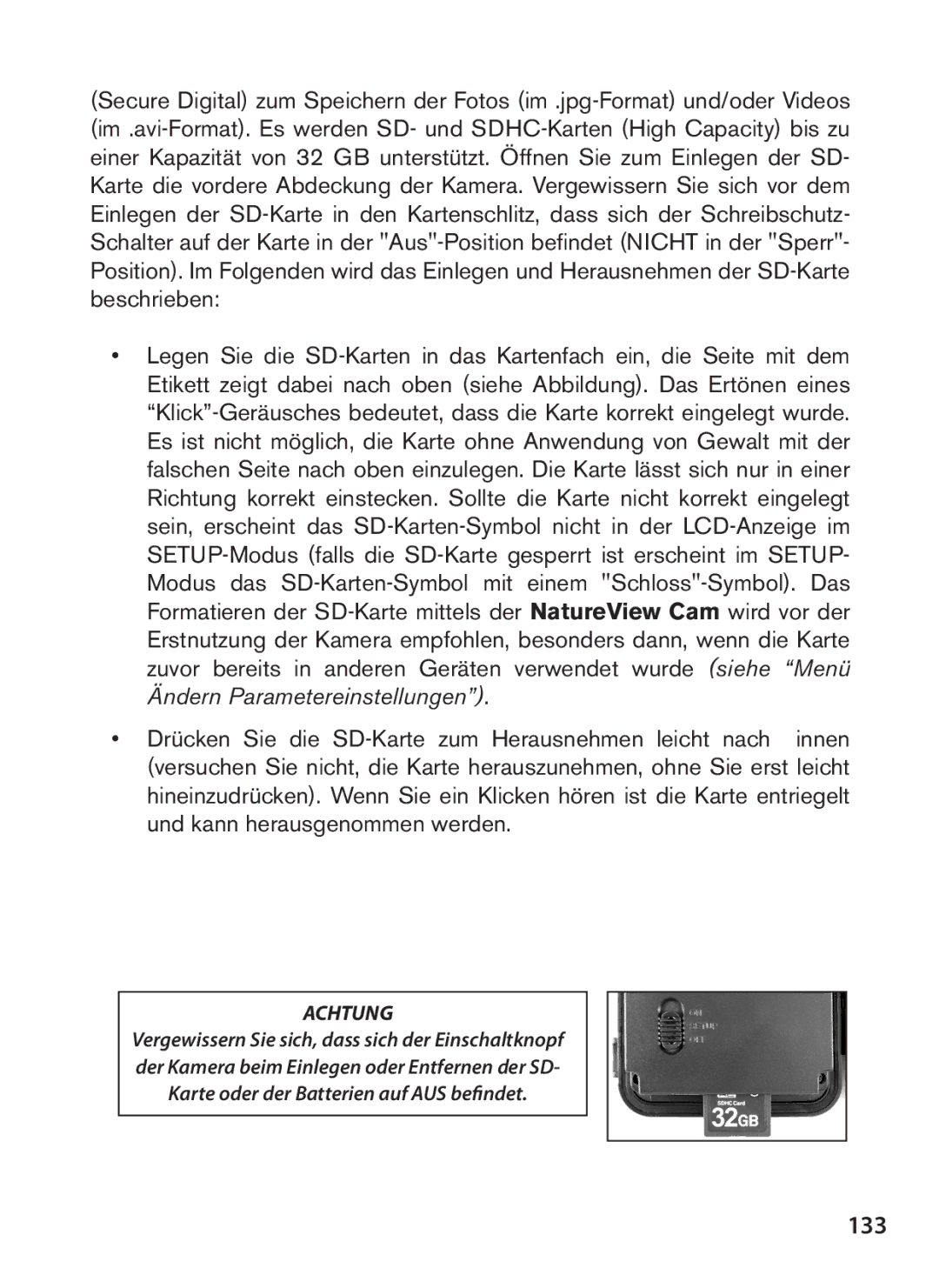 Bushnell 119438 instruction manual 133, Achtung 