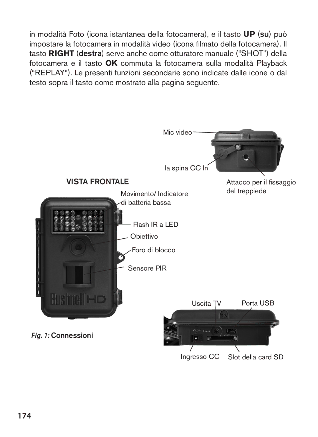 Bushnell 119438 instruction manual 174, Vista Frontale 