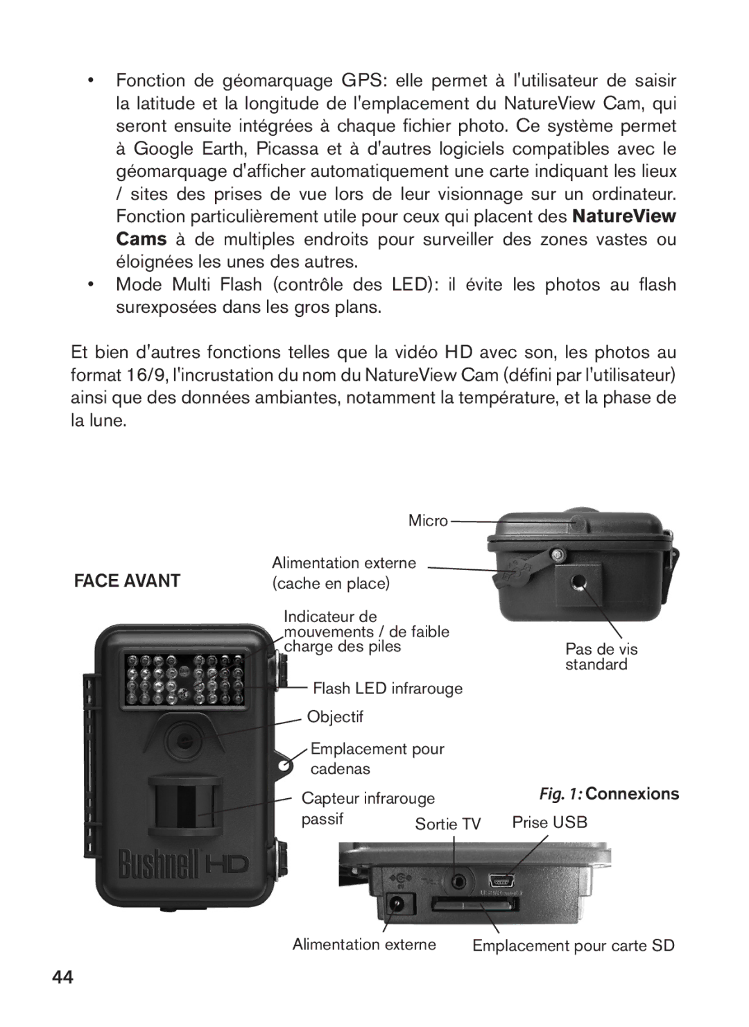 Bushnell 119438 instruction manual Face Avant 