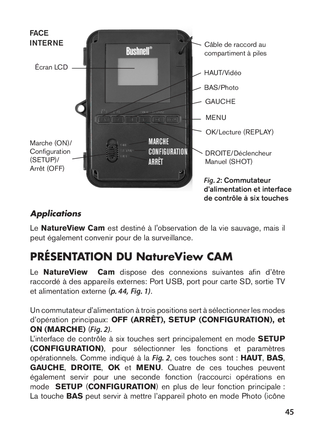 Bushnell 119438 instruction manual Présentation DU NatureView CAM 