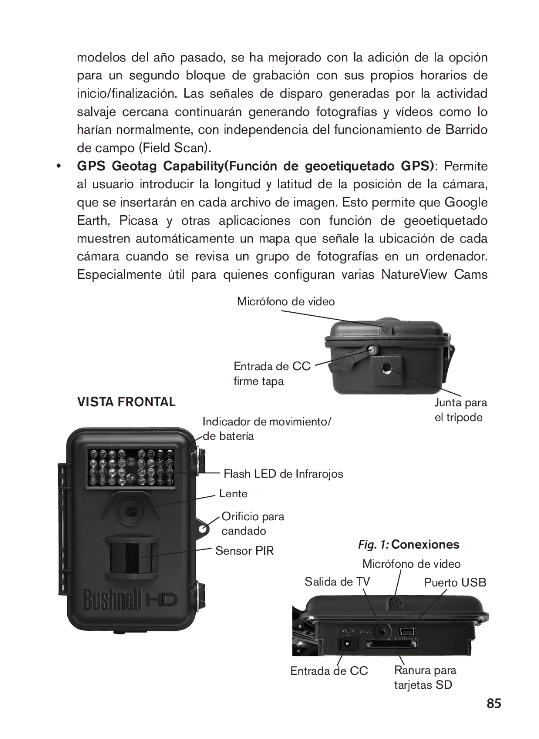 Bushnell 119438 instruction manual Vista Frontal 