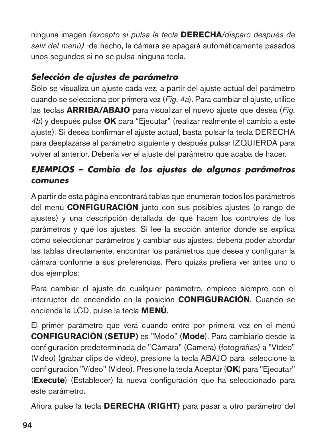 Bushnell 119438 Selección de ajustes de parámetro, Ejemplos Cambio de los ajustes de algunos parámetros comunes 