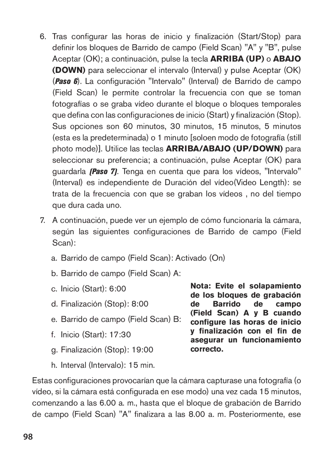 Bushnell 119438 instruction manual Inicio Start Finalización Stop Interval Intervalo 15 min 