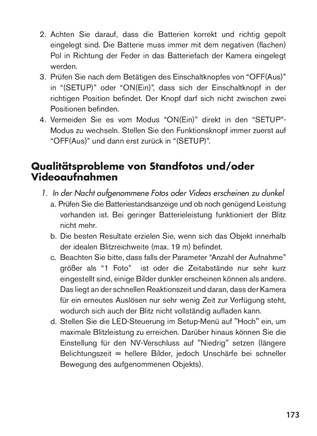 Bushnell 119439, 119440 instruction manual Qualitätsprobleme von Standfotos und/oder Videoaufnahmen, 173 