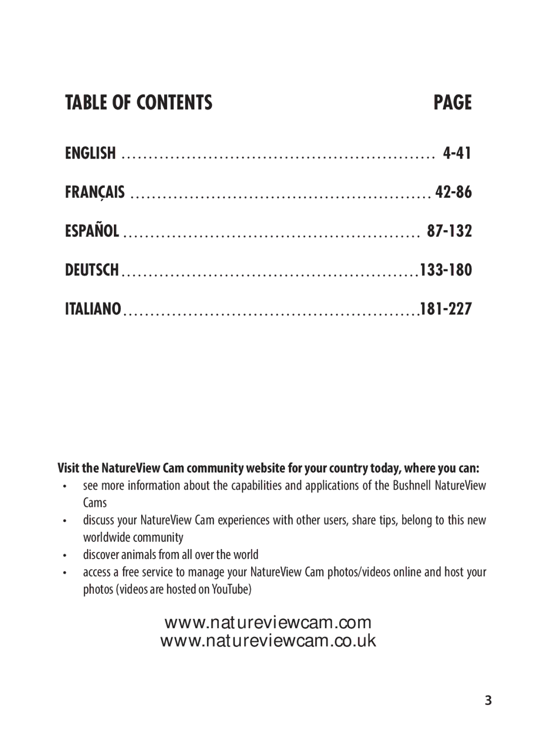 Bushnell 119439, 119440 instruction manual Table of Contents 