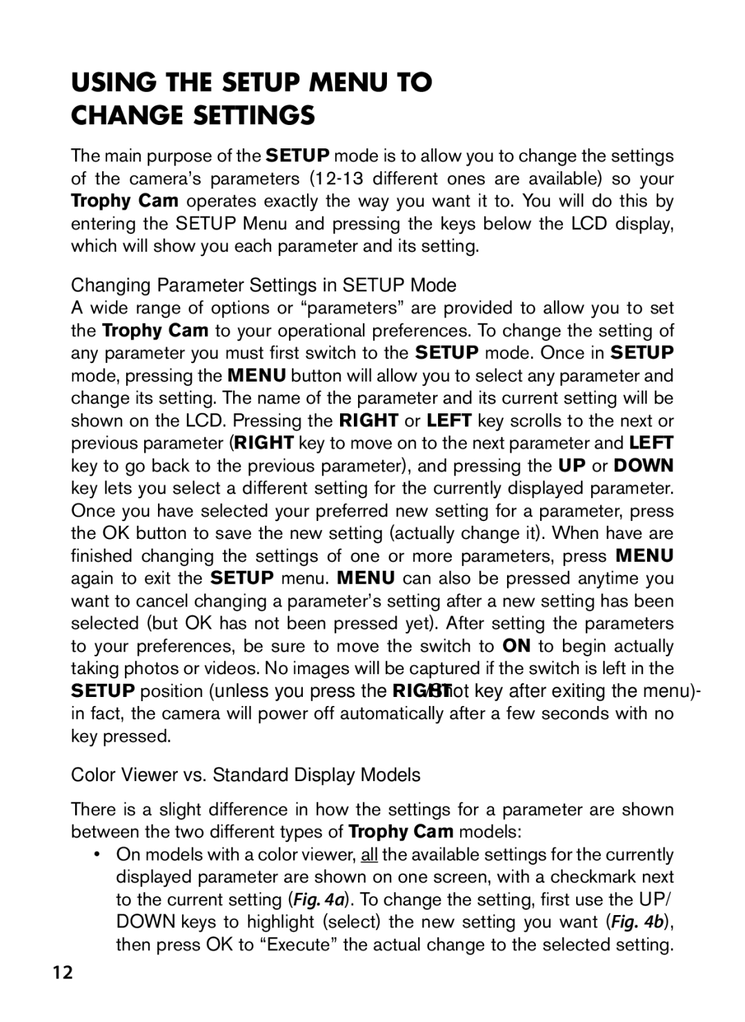 Bushnell 119466, 119467 Using the Setup Menu to Change Settings, Changing Parameter Settings in Setup Mode 