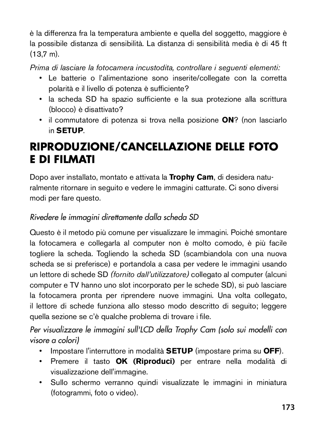 Bushnell 119467 RIPRODUZIONE/CANCELLAZIONE delle foto e di filmati, 173, Rivedere le immagini direttamente dalla scheda SD 