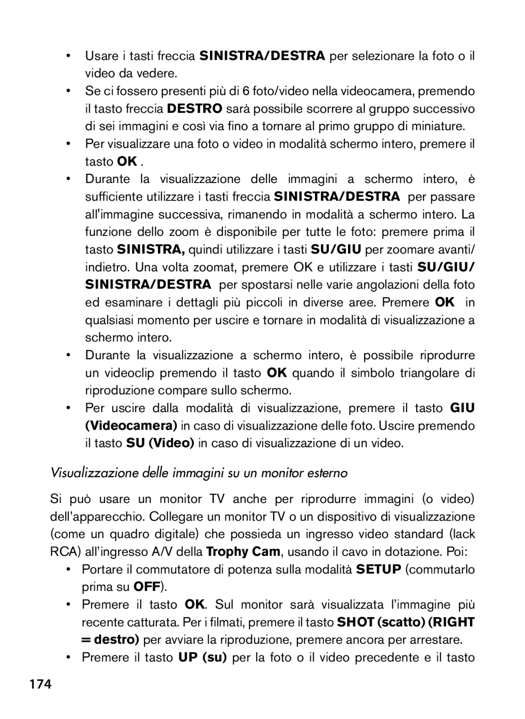 Bushnell 119466, 119467 instruction manual 174, Visualizzazione delle immagini su un monitor esterno 