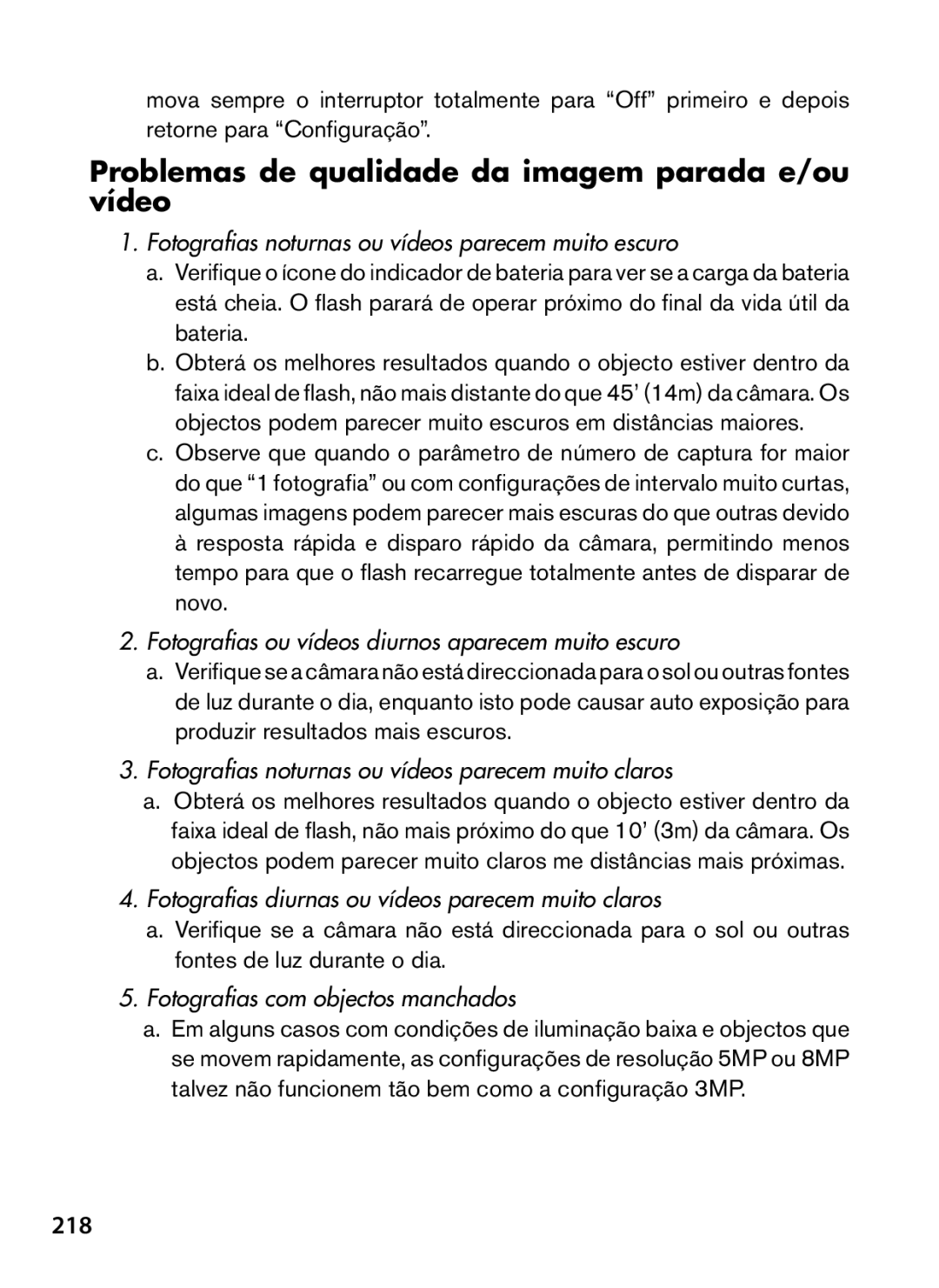 Bushnell 119466, 119467 instruction manual Problemas de qualidade da imagem parada e/ou vídeo, 218 