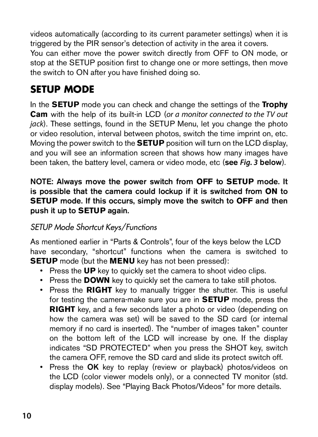 Bushnell 119466, 119467 instruction manual Setup Mode Shortcut Keys/Functions 