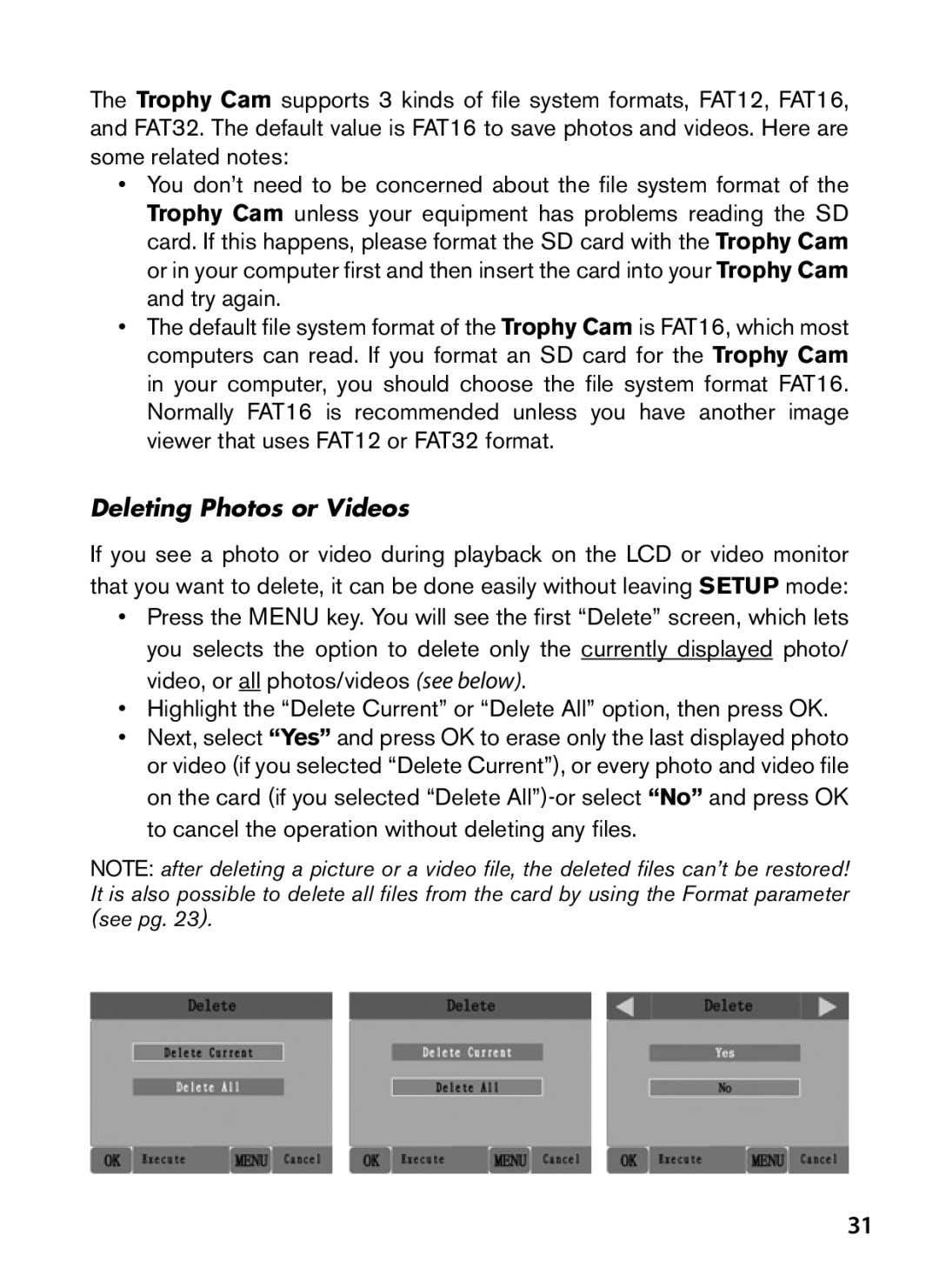 Bushnell 119437C, 119476C, 119447C, 119477C instruction manual Deleting Photos or Videos 