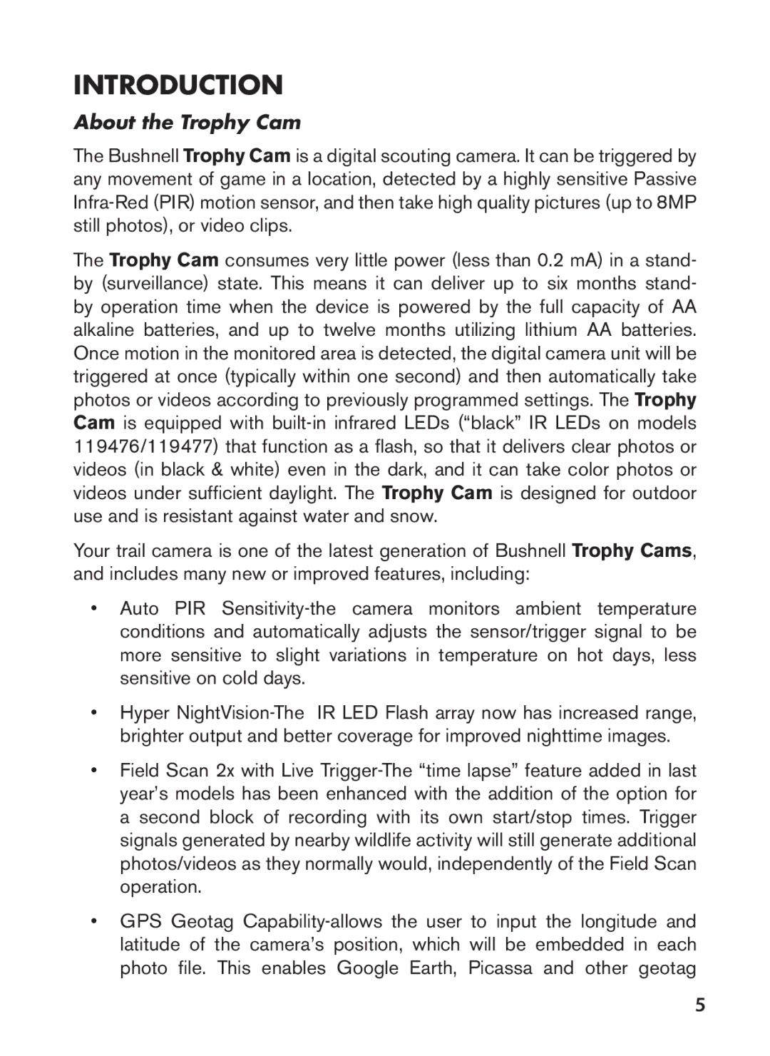 Bushnell 119447C, 119476C, 119477C, 119437C instruction manual Introduction, About the Trophy Cam 