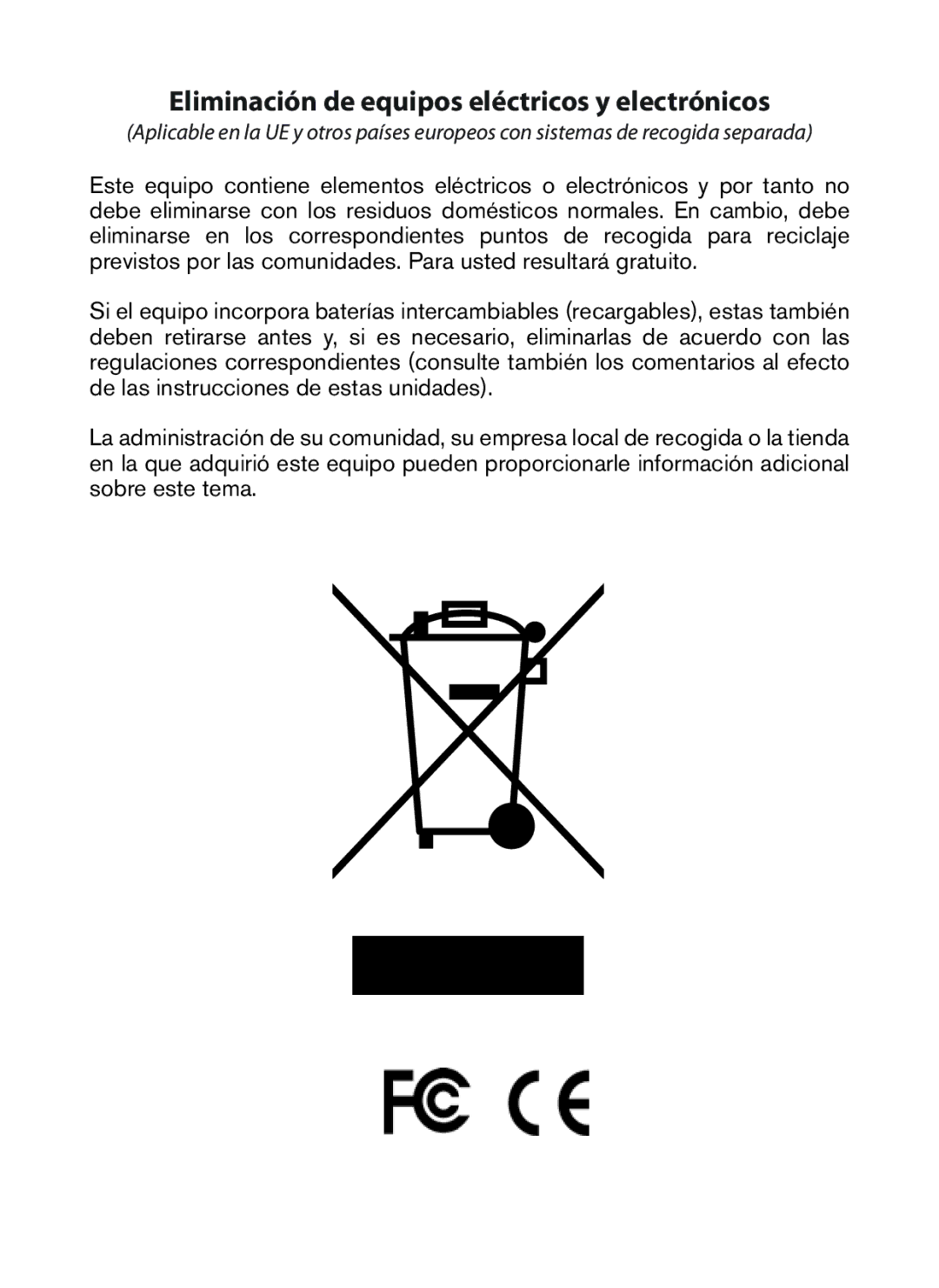 Bushnell 119476, 119477, 119447, 119437 instruction manual Eliminación de equipos eléctricos y electrónicos 