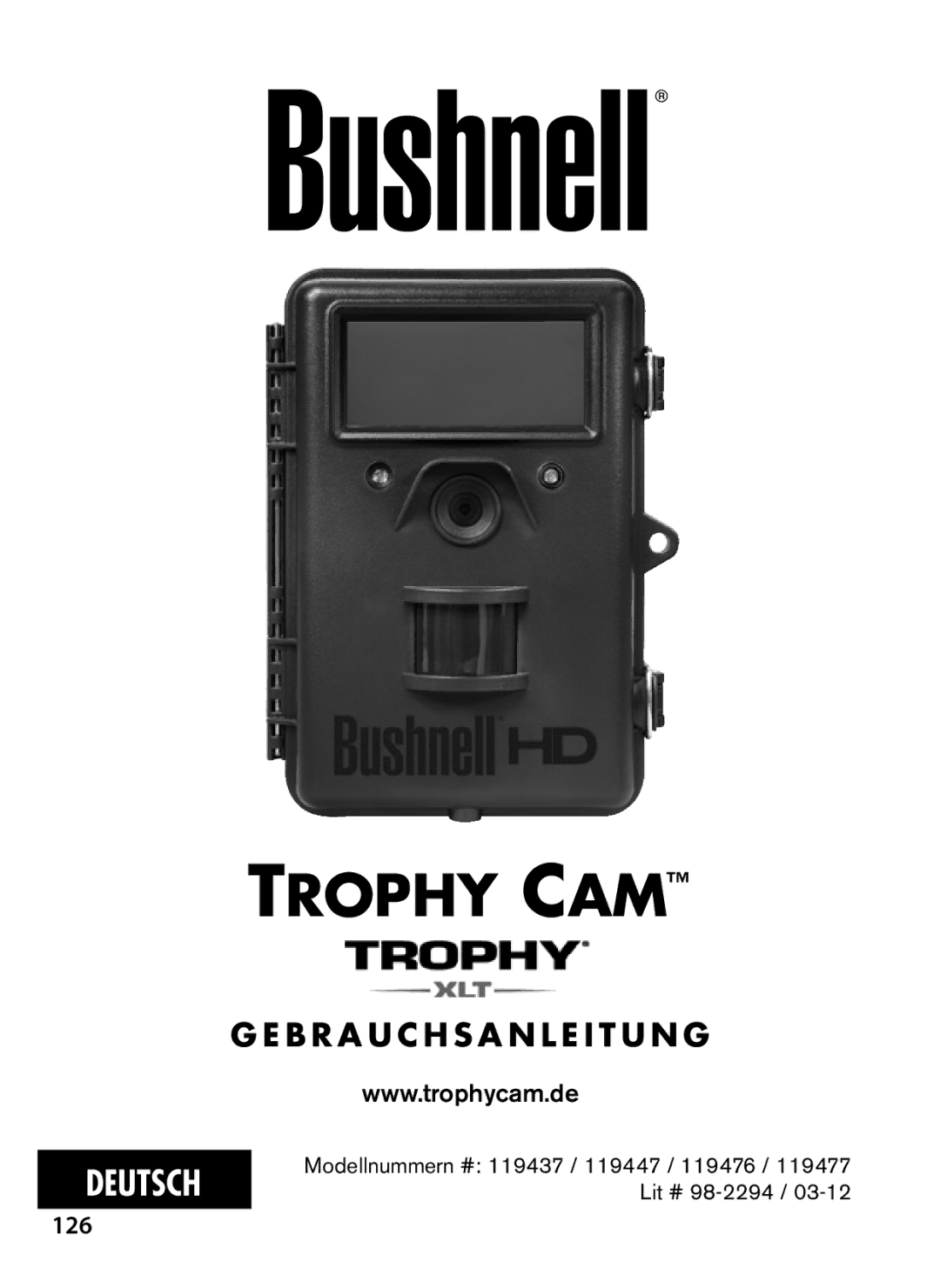 Bushnell 119447, 119477, 119476, 119437 instruction manual B R a U C H S a N L E I T U N G, 126 