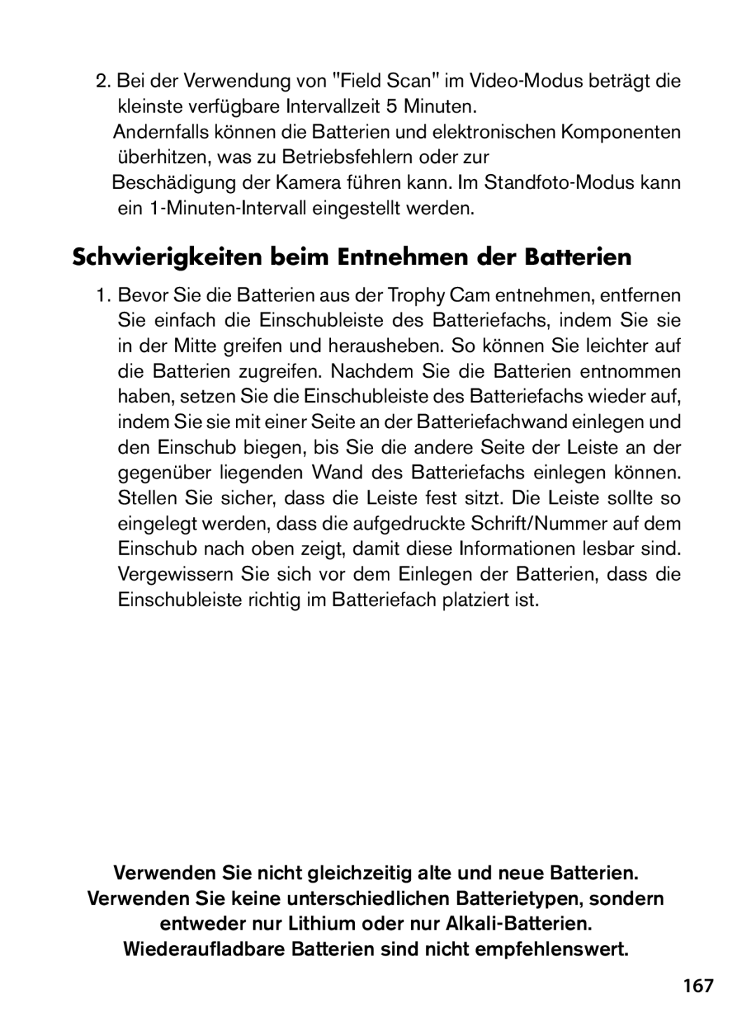 Bushnell 119437, 119477, 119476, 119447 instruction manual Schwierigkeiten beim Entnehmen der Batterien, 167 