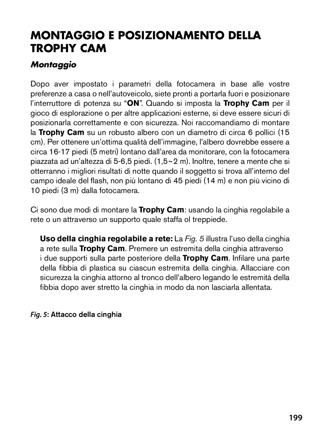 Bushnell 119437, 119477, 119476, 119447 instruction manual Montaggio E Posizionamento Della Trophy CAM, 199 