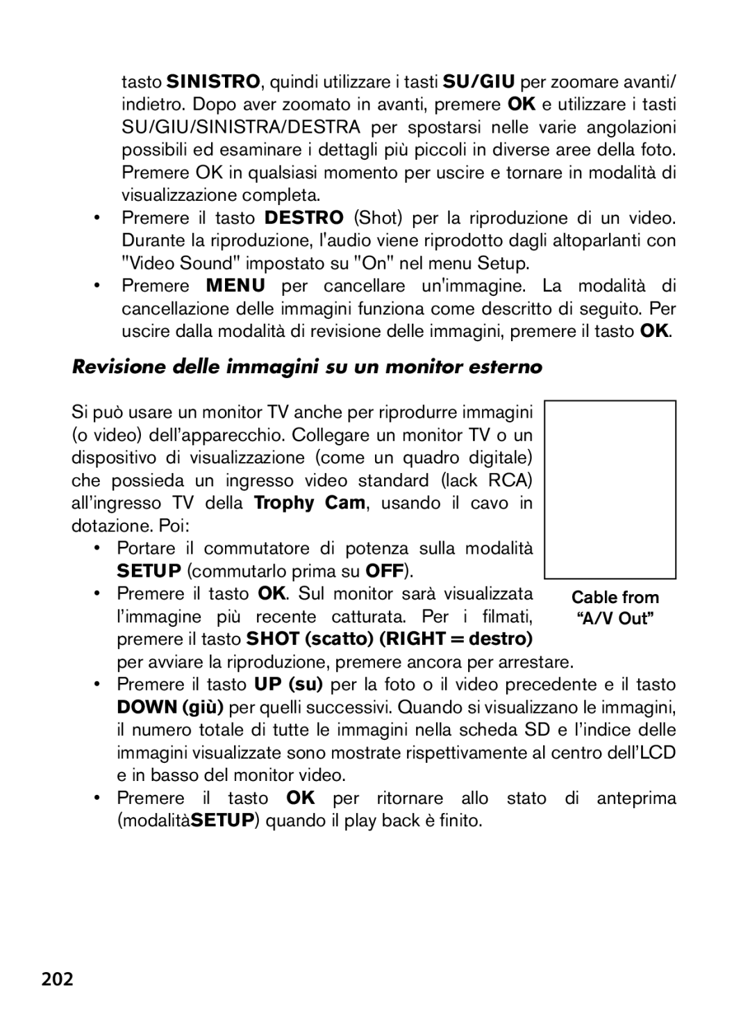 Bushnell 119447, 119477, 119476, 119437 instruction manual 202, Revisione delle immagini su un monitor esterno 