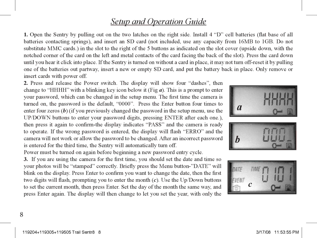 Bushnell 119505, 119305 instruction manual Setup and Operation Guide 