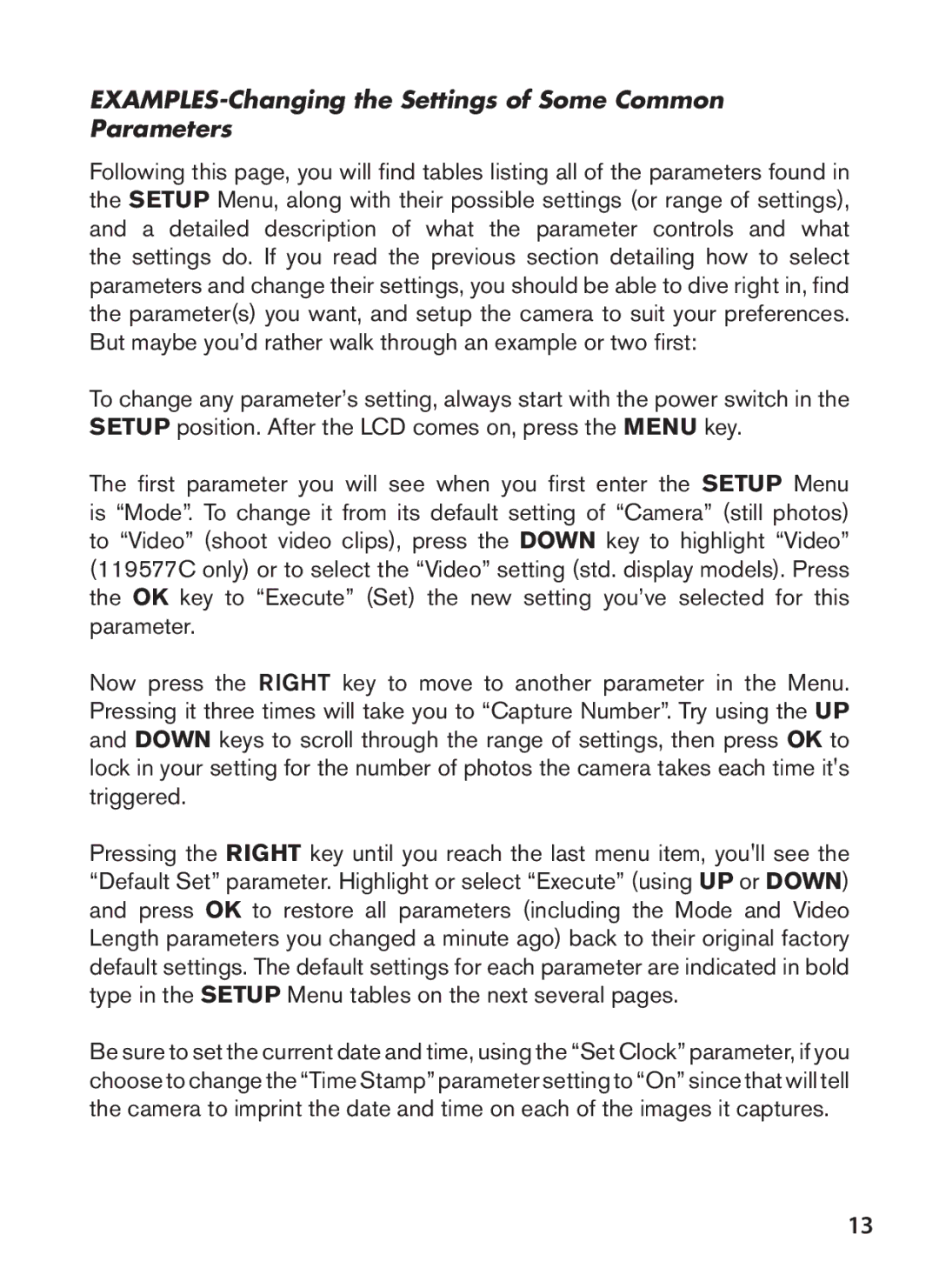 Bushnell 119547C, 119537C, 119576C, 119577C instruction manual EXAMPLES-Changing the Settings of Some Common Parameters 