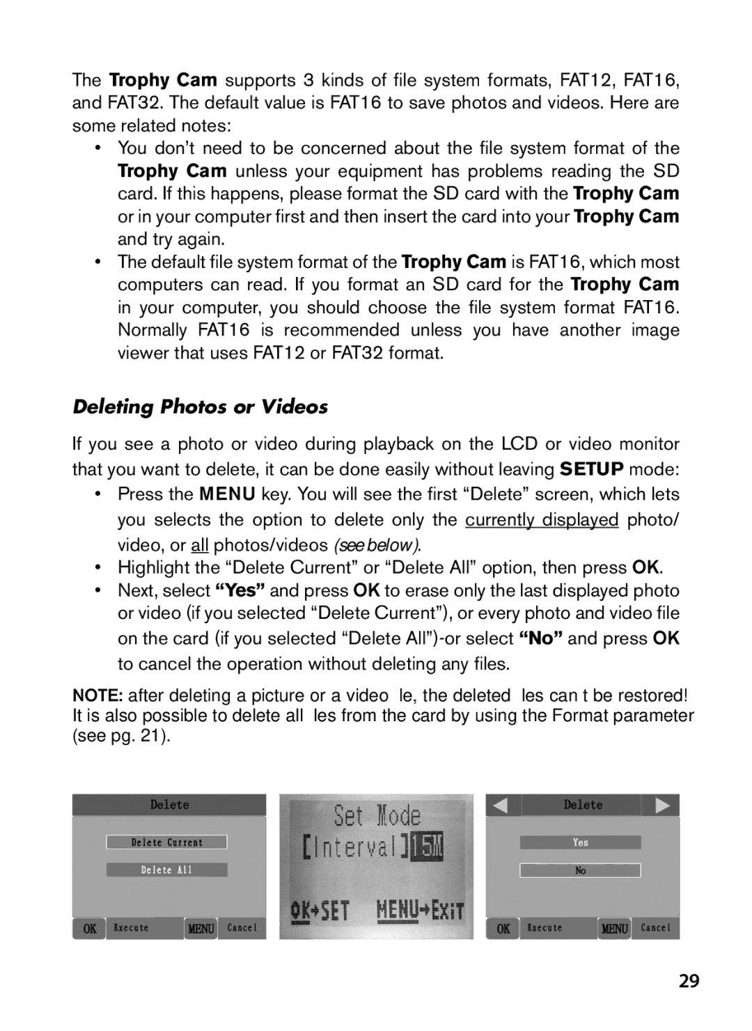 Bushnell 119547C, 119537C, 119576C, 119577C instruction manual Deleting Photos or Videos 