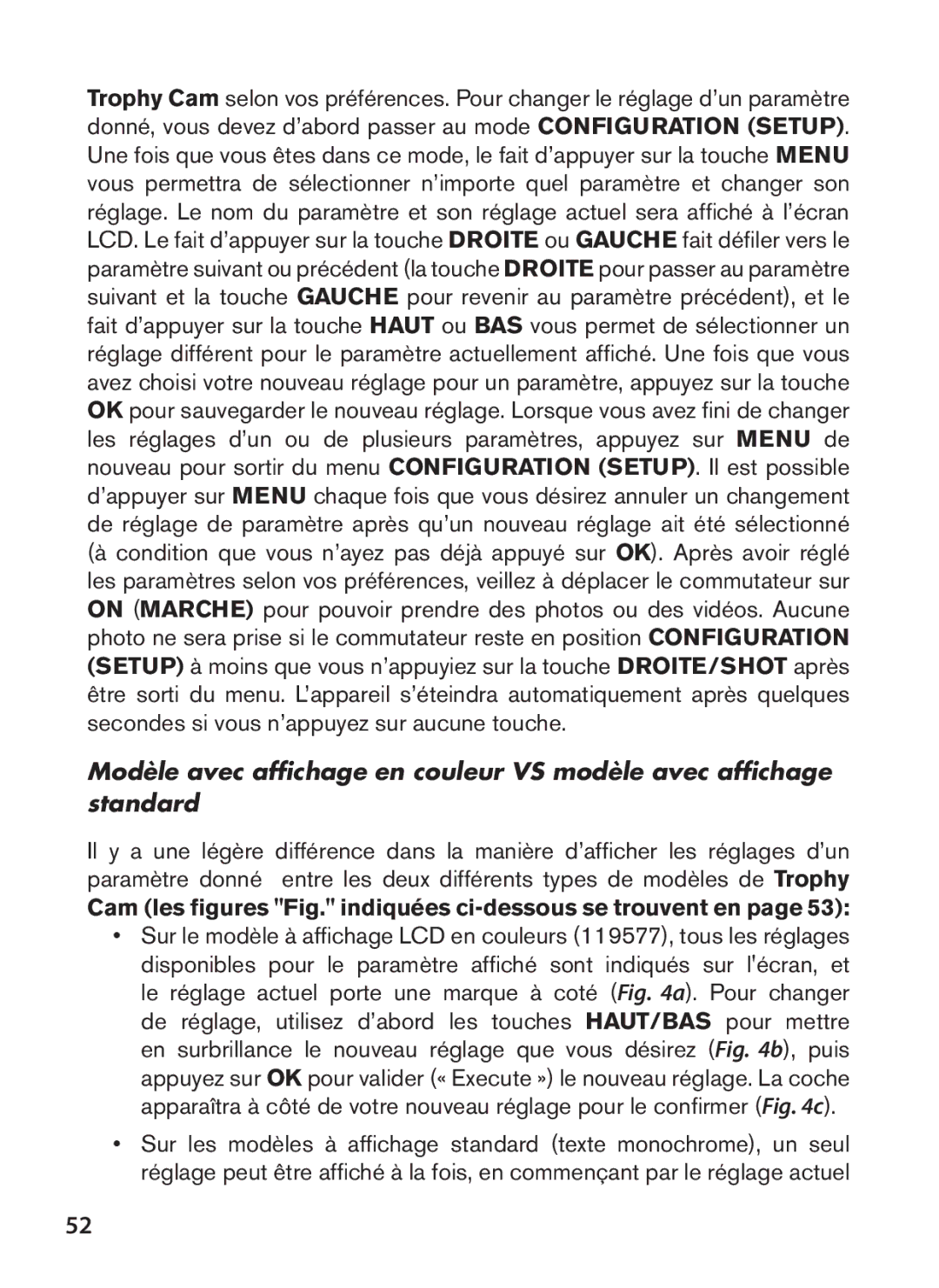 Bushnell 119576, 119577, 119547, 119537 instruction manual Cam les figures Fig. indiquées ci-dessous se trouvent en 