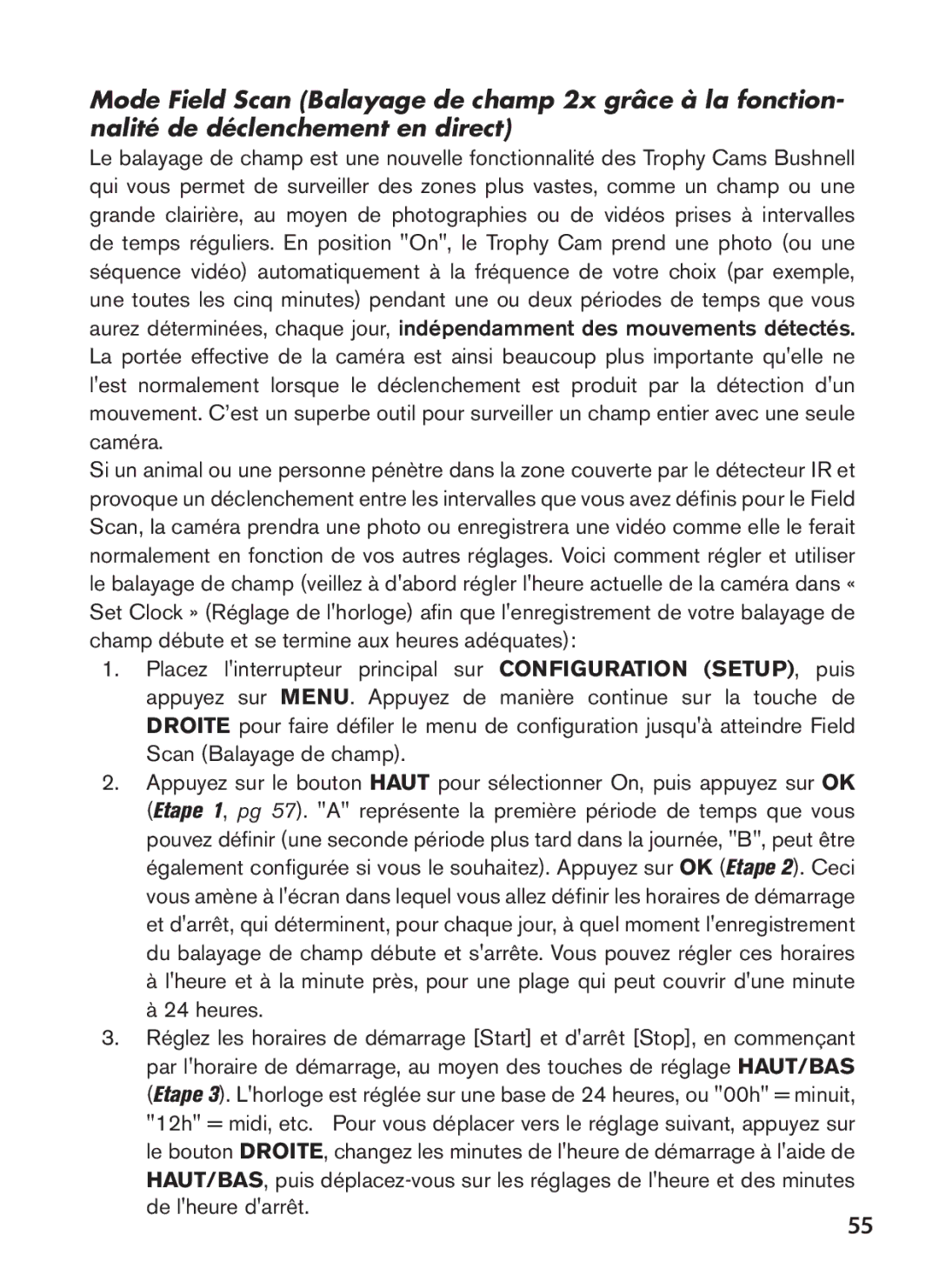 Bushnell 119537, 119576, 119577, 119547 instruction manual De lheure darrêt 