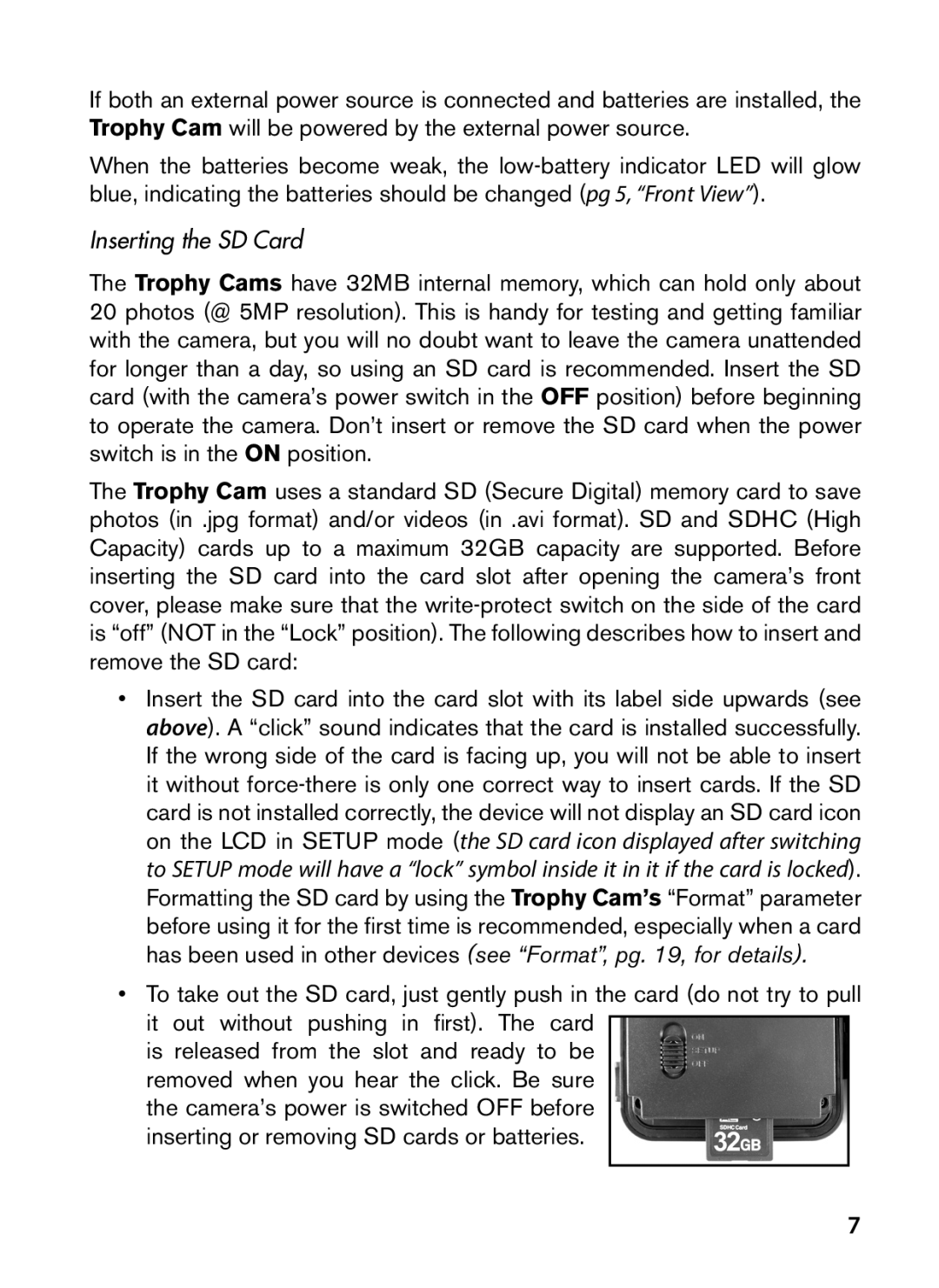 Bushnell 119628C instruction manual Inserting the SD Card 