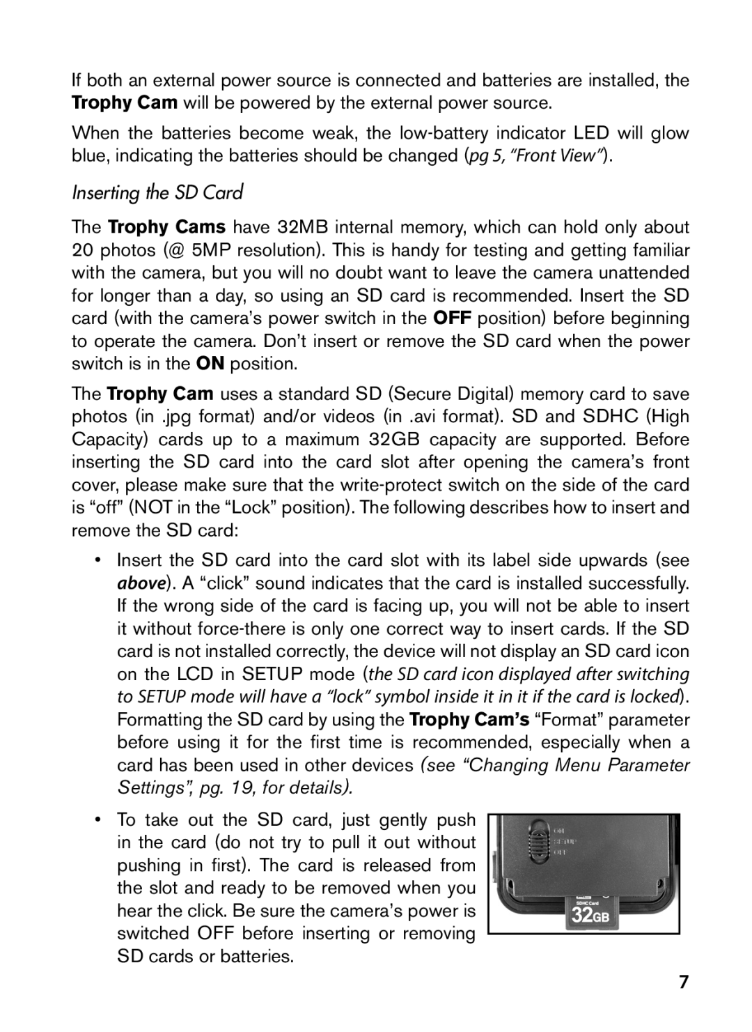 Bushnell 119636C instruction manual Inserting the SD Card 