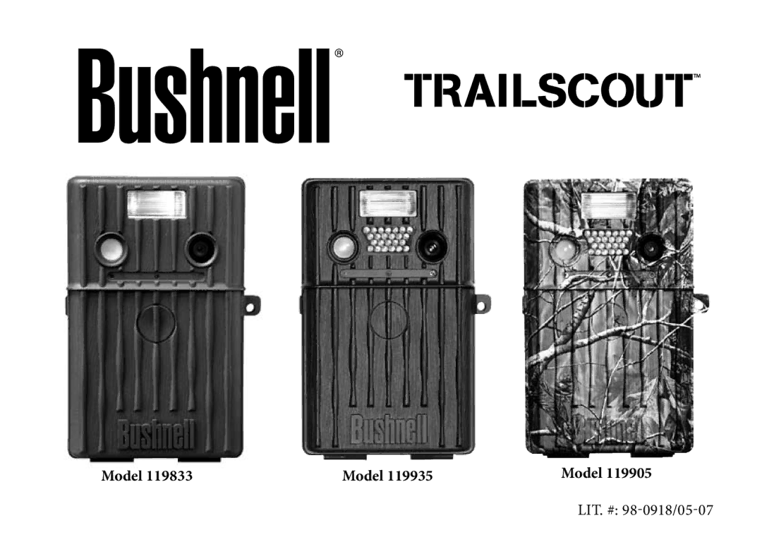 Bushnell 119935, 119833, 119905 manual Model 