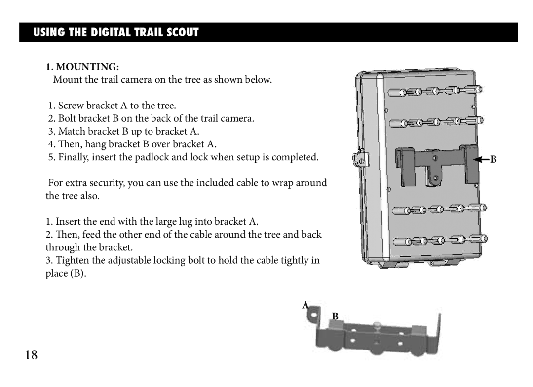 Bushnell 119833, 119935, 119905 manual Using The Digital Trail Scout, Mounting 