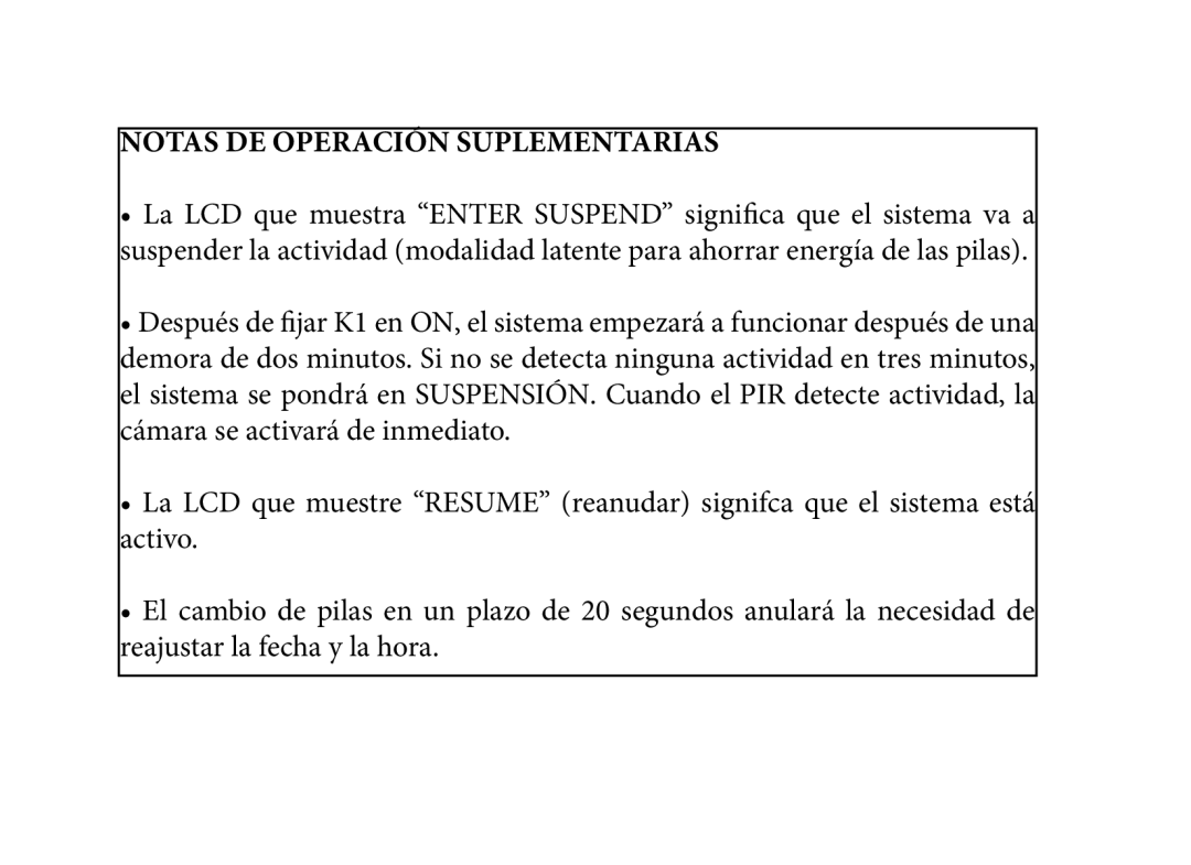 Bushnell 119833, 119935, 119905 manual Notas de operación suplementarias 