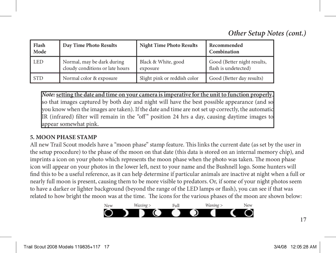 Bushnell 119907, 119937, 119835 manual Other Setup Notes 