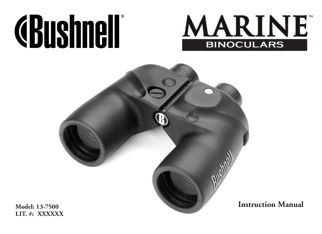 Bushnell 13-7500 instruction manual Binoculars, Lit. # 