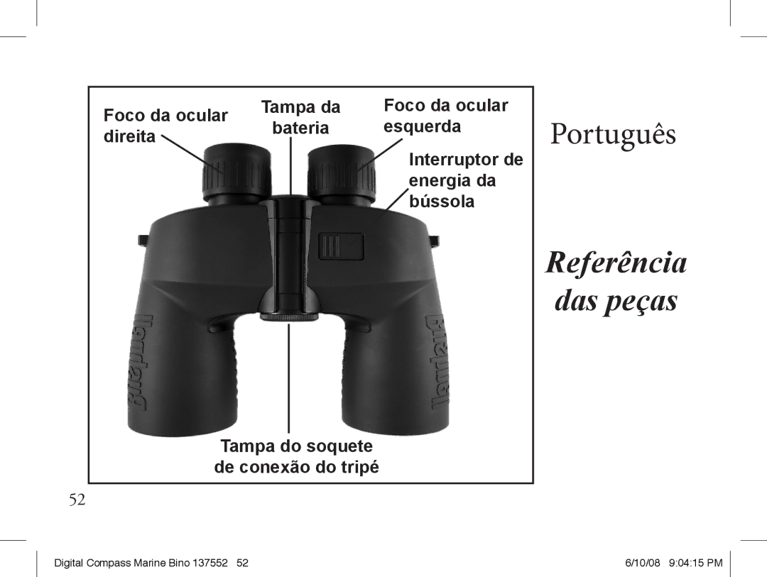 Bushnell 13-7507 instruction manual Referência Das peças 