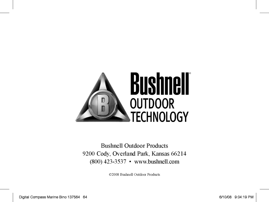 Bushnell 13-7507 instruction manual Bushnell Outdoor Products Cody, Overland Park, Kansas 