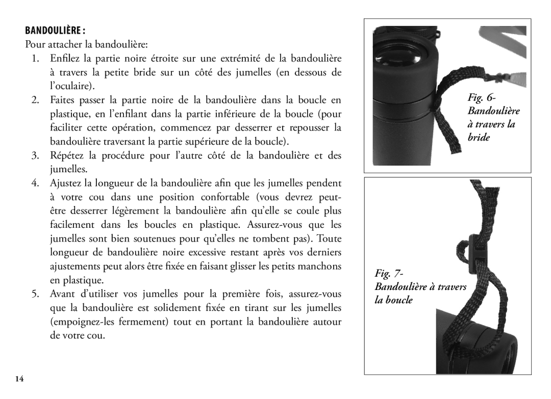 Bushnell 13-Jul, 190125 manual Bandoulière 